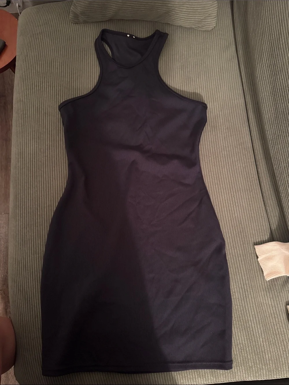 ALO Yoga Black Ribbed Racerback Midi Dress